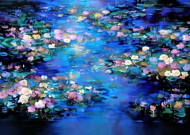 Impressionistic Water Lilies Painting