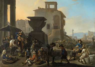 Street Scene with Figures and Architecture