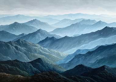 Misty Mountain Range Landscape