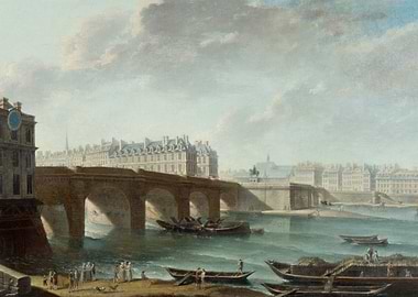Parisian Bridge and River Scene