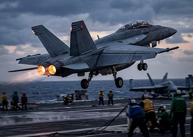 Fighter Jet Launching from Aircraft Carrier