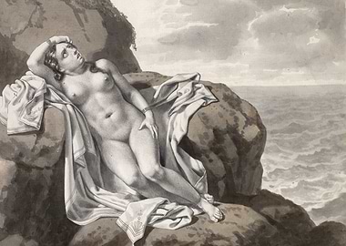 Nude Woman on Rocky Shore