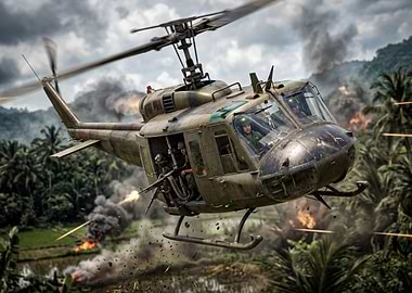 Vietnam War Helicopter in Combat