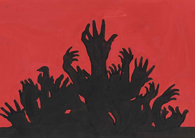 Silhouette of hands reaching up