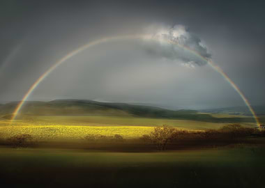 Double Rainbow Over Rolling Hills
