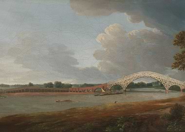 River Landscape with Bridges