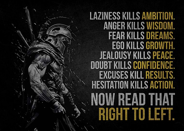 Warrior with Motivational Text