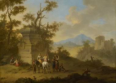 Pastoral Landscape with Figures and Ruins