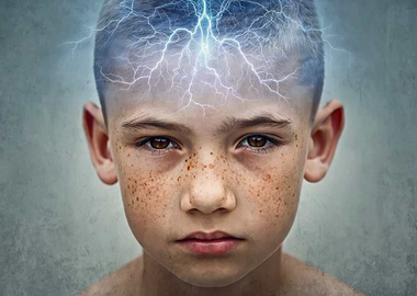Boy with lightning in his head