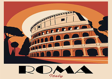 Colosseum Rome Vintage Poster