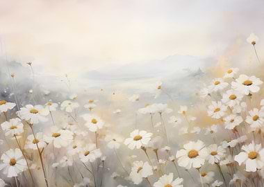 Soft focus field of daisies