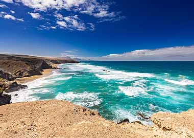 Rugged Coastline with Turquoise Ocean Waves
