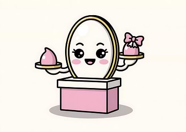 Cute Mirror Character with Pink Gifts