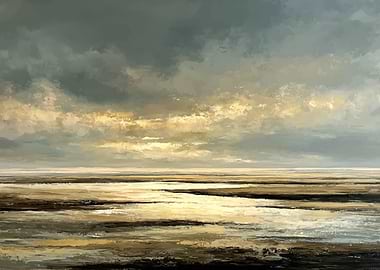 Moody Seascape with Dramatic Sky
