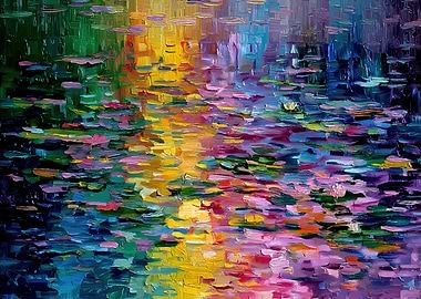 Impressionistic Water Lilies Painting
