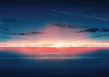Anime Sunset Over Water