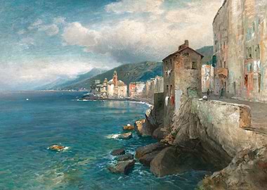 Coastal Italian Village Painting