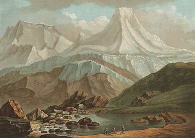 Alpine Lake with Majestic Mountains