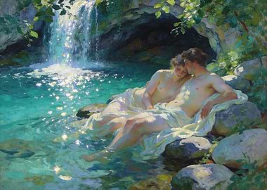 Couple by a Waterfall