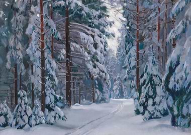 Snowy Forest Path