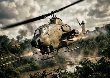 Attack Helicopter in Jungle Combat