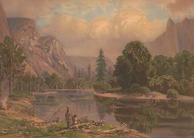 Native Americans by a River in Yosemite