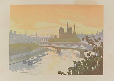 Parisian Cityscape at Sunset