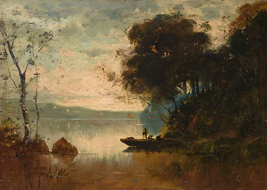 Boating scene on a tranquil lake