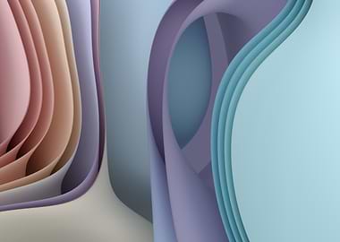 Modern Abstract Wall Art in Pastel Blue, Mauve and Beige