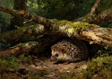Hedgehog in a Forest Den