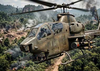 Attack Helicopter in Jungle Combat