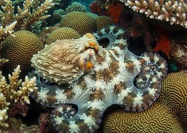 Octopus on Coral Reef