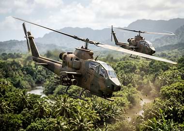 Attack Helicopters in Jungle