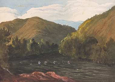 River landscape with figures
