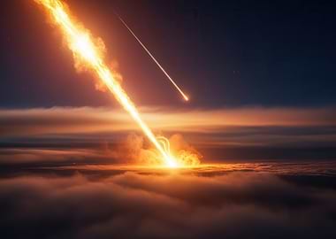 Meteor Shower Over Clouds
