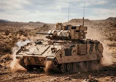 Armored Vehicle in Desert Terrain