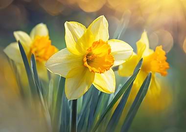 Yellow Daffodils in Sunlight