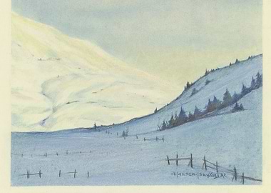 Winter Landscape with Snow-Covered Hills