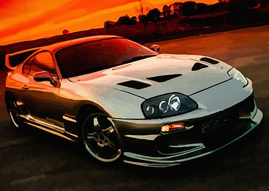 Tuned Toyota Supra at Sunset