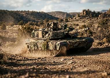 Tank in Desert Landscape