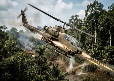 Attack Helicopter in Jungle Combat