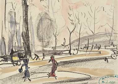 Park Scene with Figures and Carriage