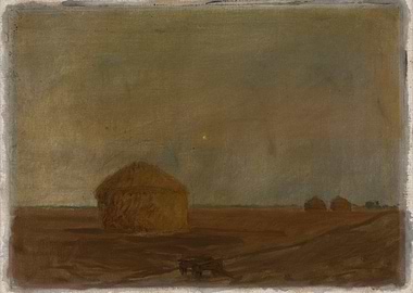 Haystacks in a Field at Dusk