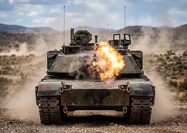 Tank firing in desert