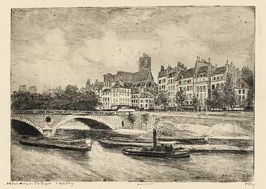 Parisian River Scene with Bridge and Buildings