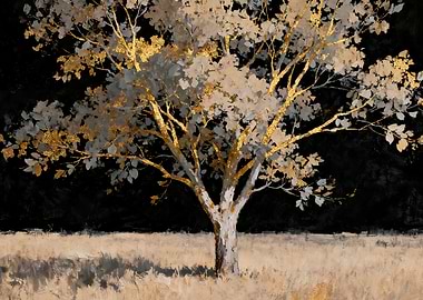 Golden Tree in Field