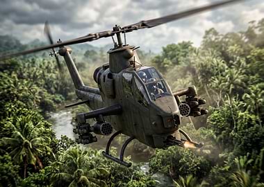 Attack Helicopter in Jungle