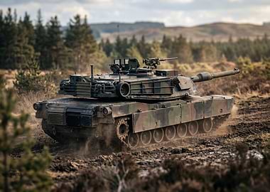 Military Tank in Forest Terrain
