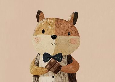 Cute Squirrel Holding Chocolate Bar
