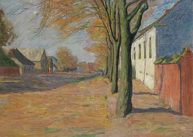 Autumn Street Scene with Trees and Buildings